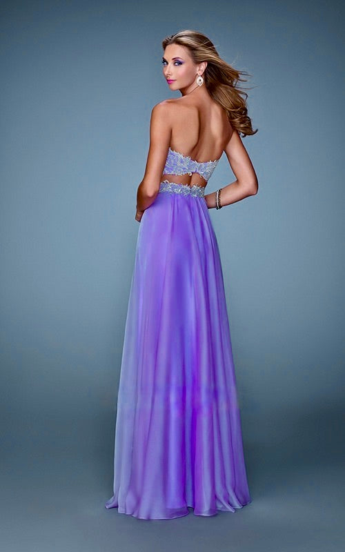 La Femme 2pc Purple Embellished Evening Gown