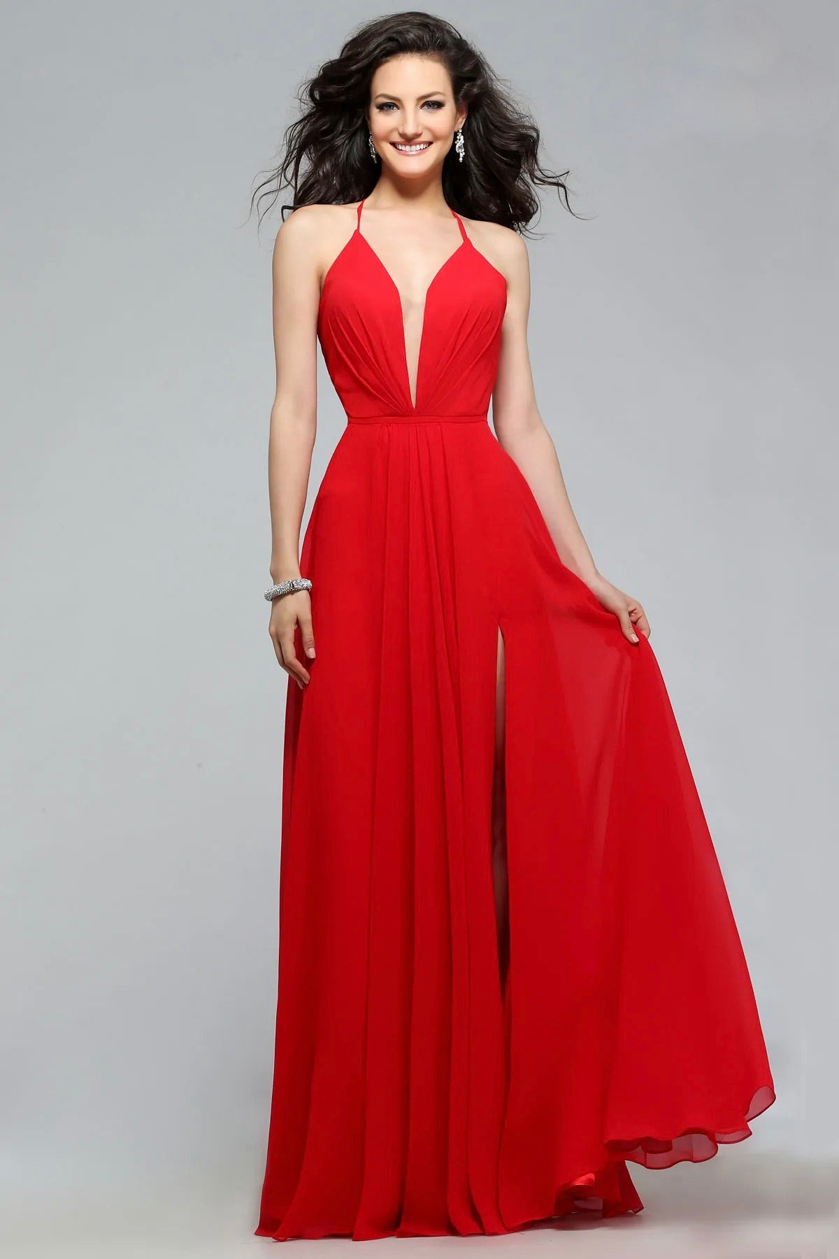 PG Red A-Line Evening Gown