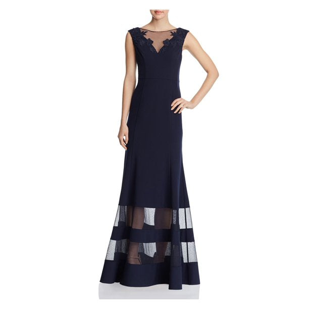 Aidan Mattox Navy Mermaid Evening Gown