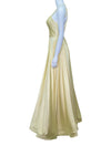 PG Soft Yellow A-Line Satin Evening Gown
