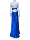 GiGi Royal Blue Embellished Halter Evening Gown