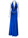 GiGi Royal Blue Embellished Halter Evening Gown