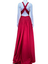 PG Red Satin High-Low Evening Gown