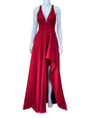 PG Red Satin High-Low Evening Gown