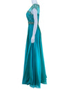 Faby Luxe Couture Teal Embellished Evening Gown