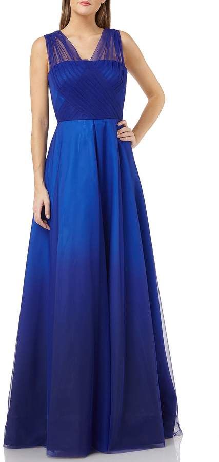 Carmen Marc Valvo Blue Evening Gown