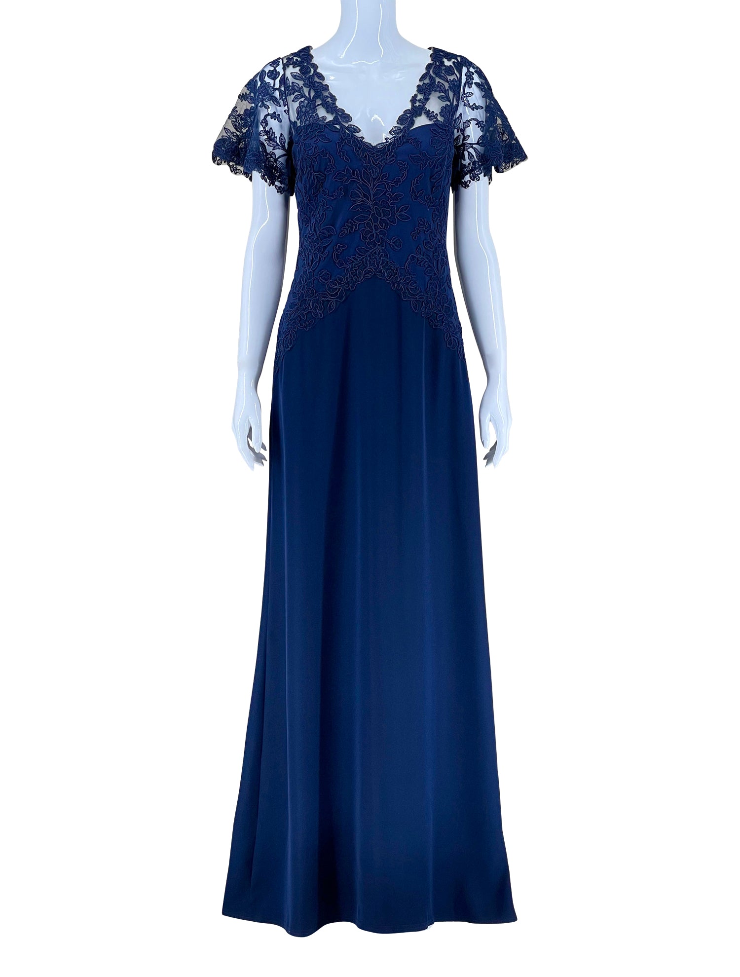 Tadashi Shoji Lace Embroidered Evening Gown